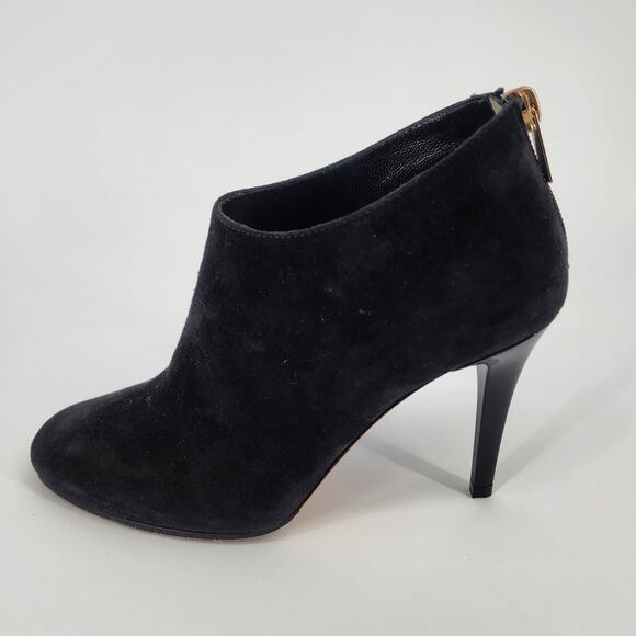 Jimmy Choo Black Suede Ankle Booties with Gold Zipper | Women’s 34.5 (US 4.5) - Picture 7 of 15